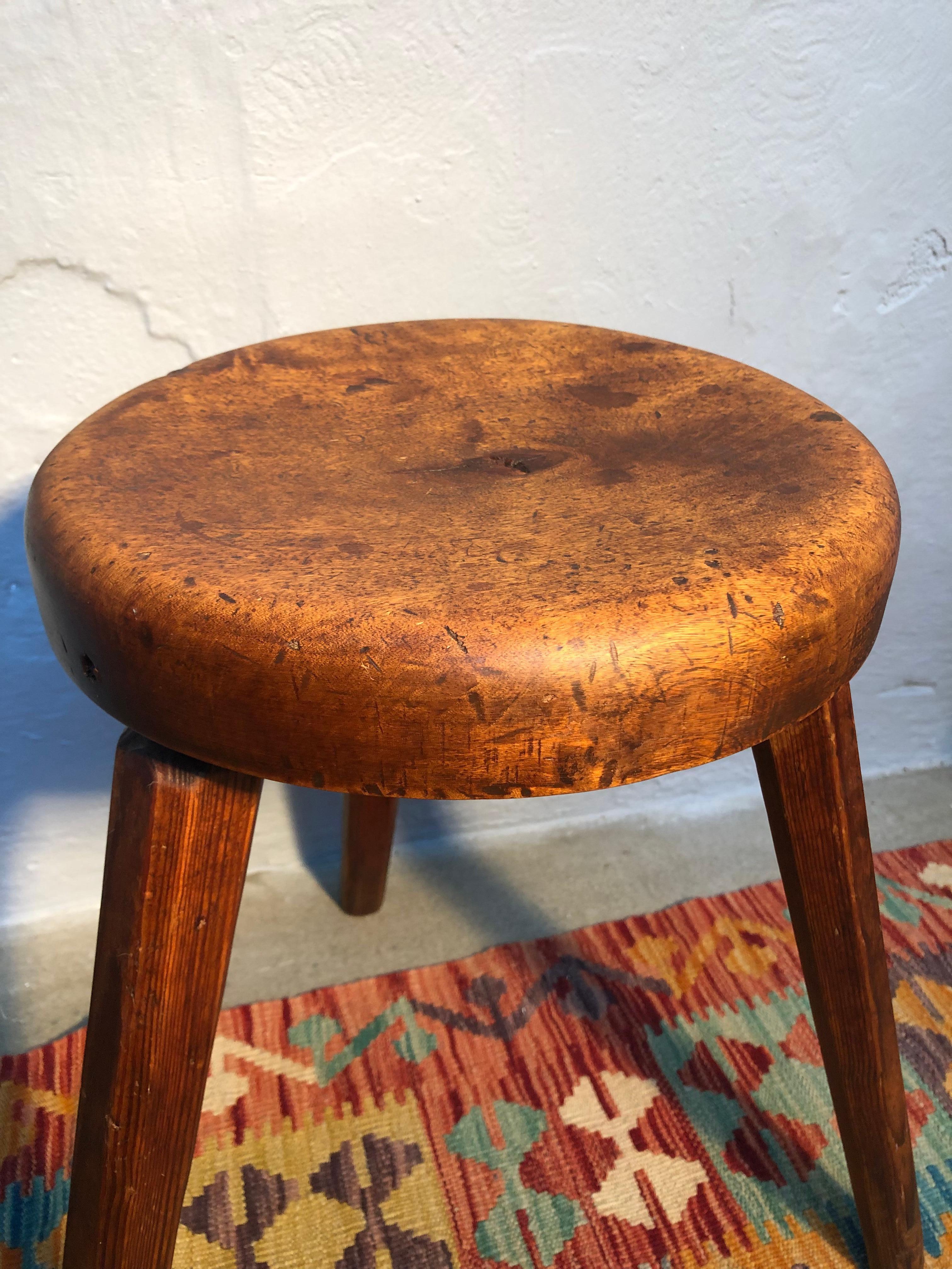 Mid-20th Century Vintage Danish Milking Stool in Pinewood