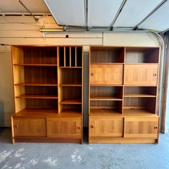 Vintage Danish Modern 1960s Teak Cabinet with Hutch/ Bookcase by Domino Møbler