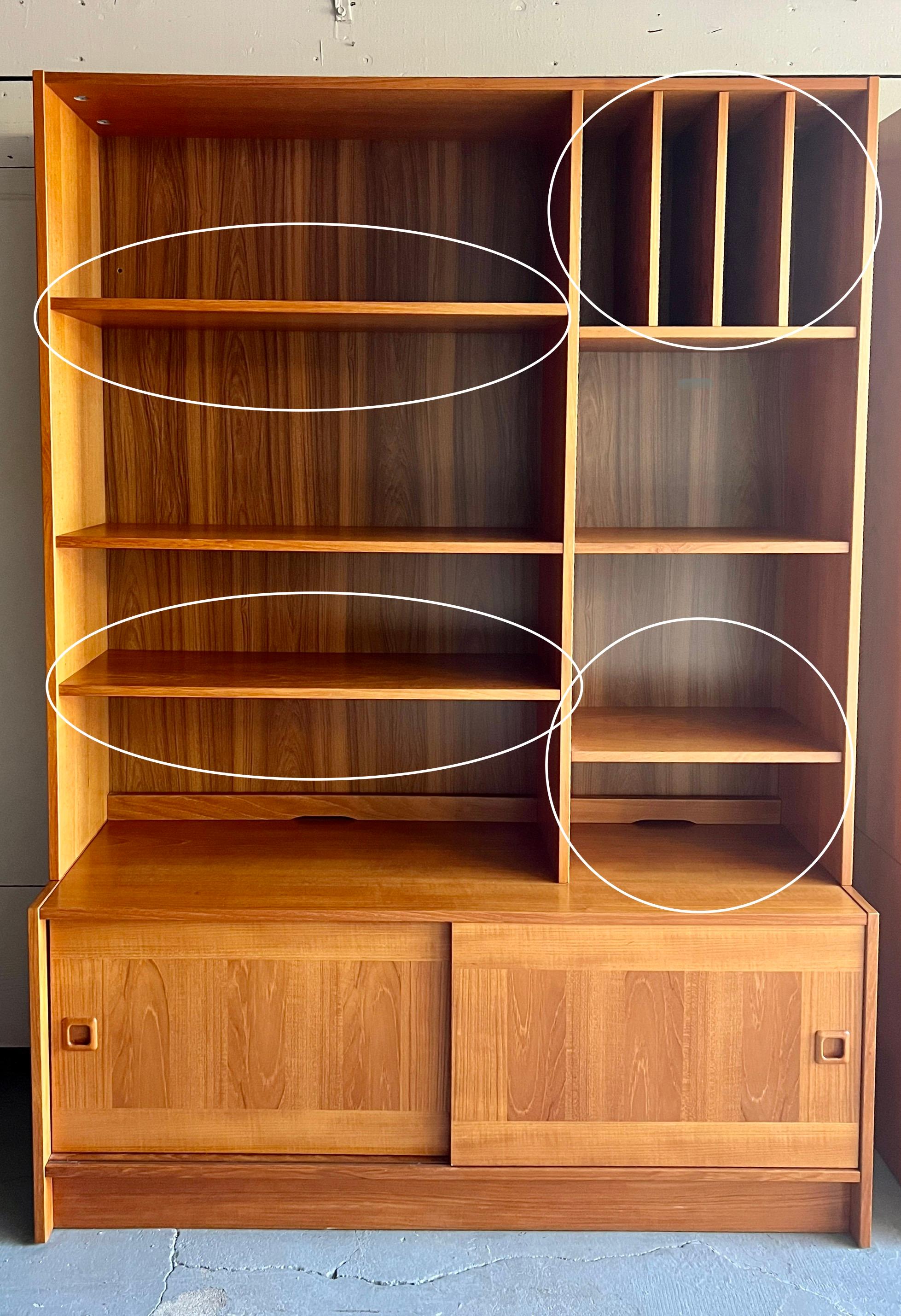 Mid-20th Century Vintage Danish Modern 1960s Teak Cabinet with Hutch/ Bookcase by Domino Møbler