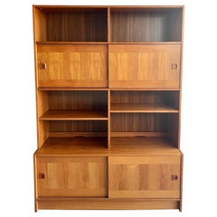 Vintage Danish Modern 1960s Teak Cabinet with Hutch/ Bookcase by Domino Møbler