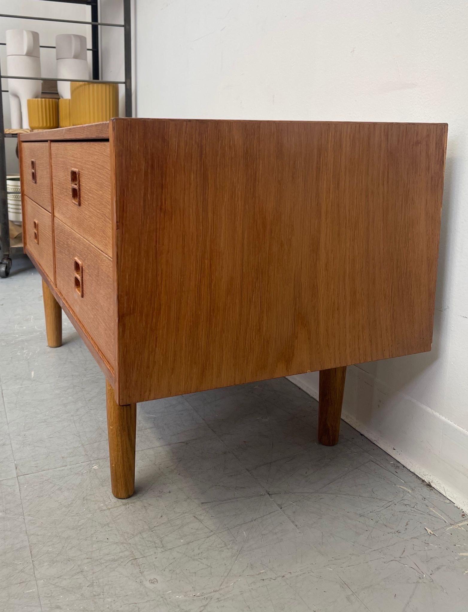 Wood Vintage Danish Modern 4 Drawer Dresser. For Sale
