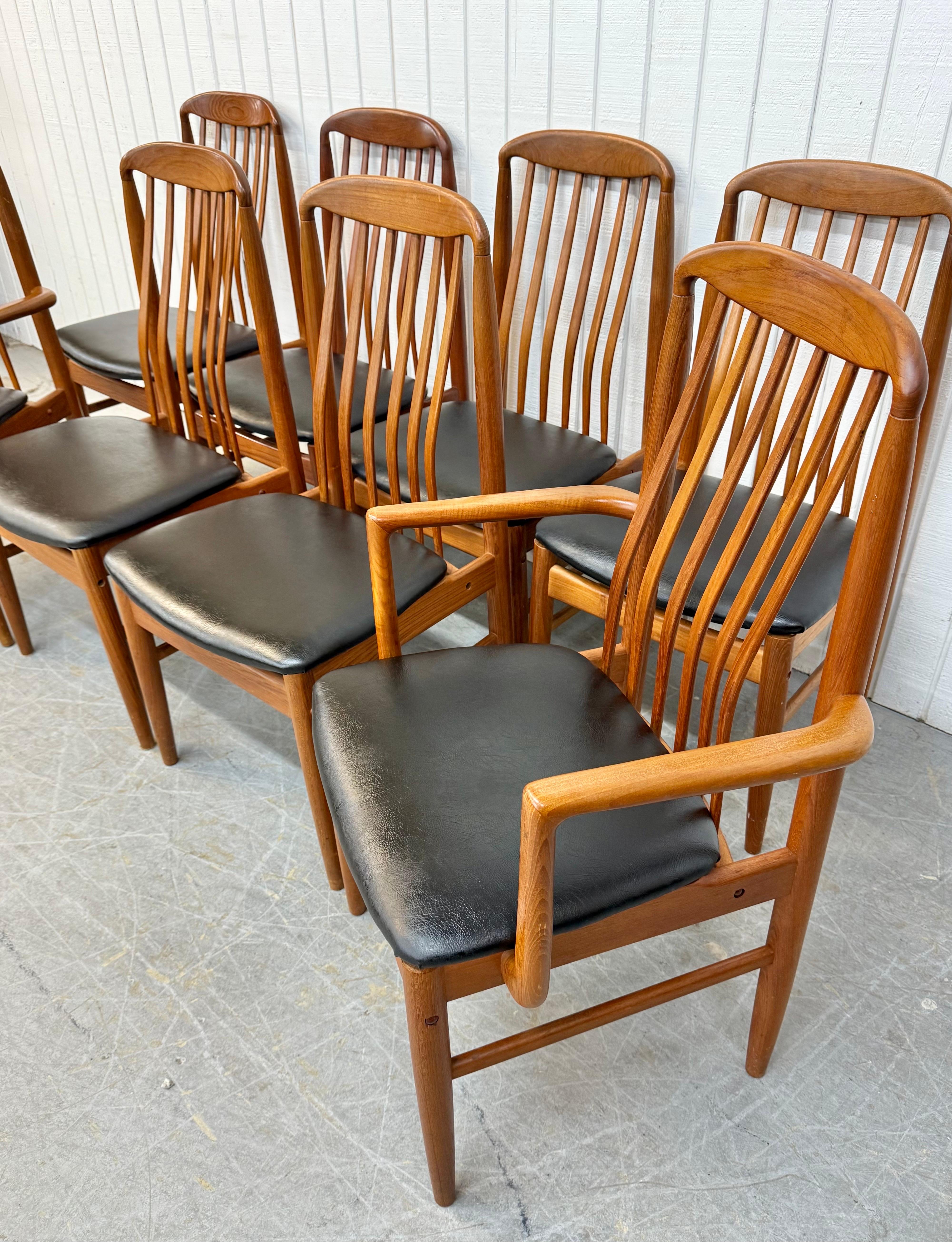 Mid-Century Modern Vintage Danish Modern Benny Linden Teak Dining Chairs - Set of 8 For Sale