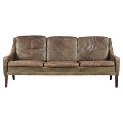 Vintage Danish Midcentury Modern Scandinavian Brown Leather 3-Seater Sofa, 1950s