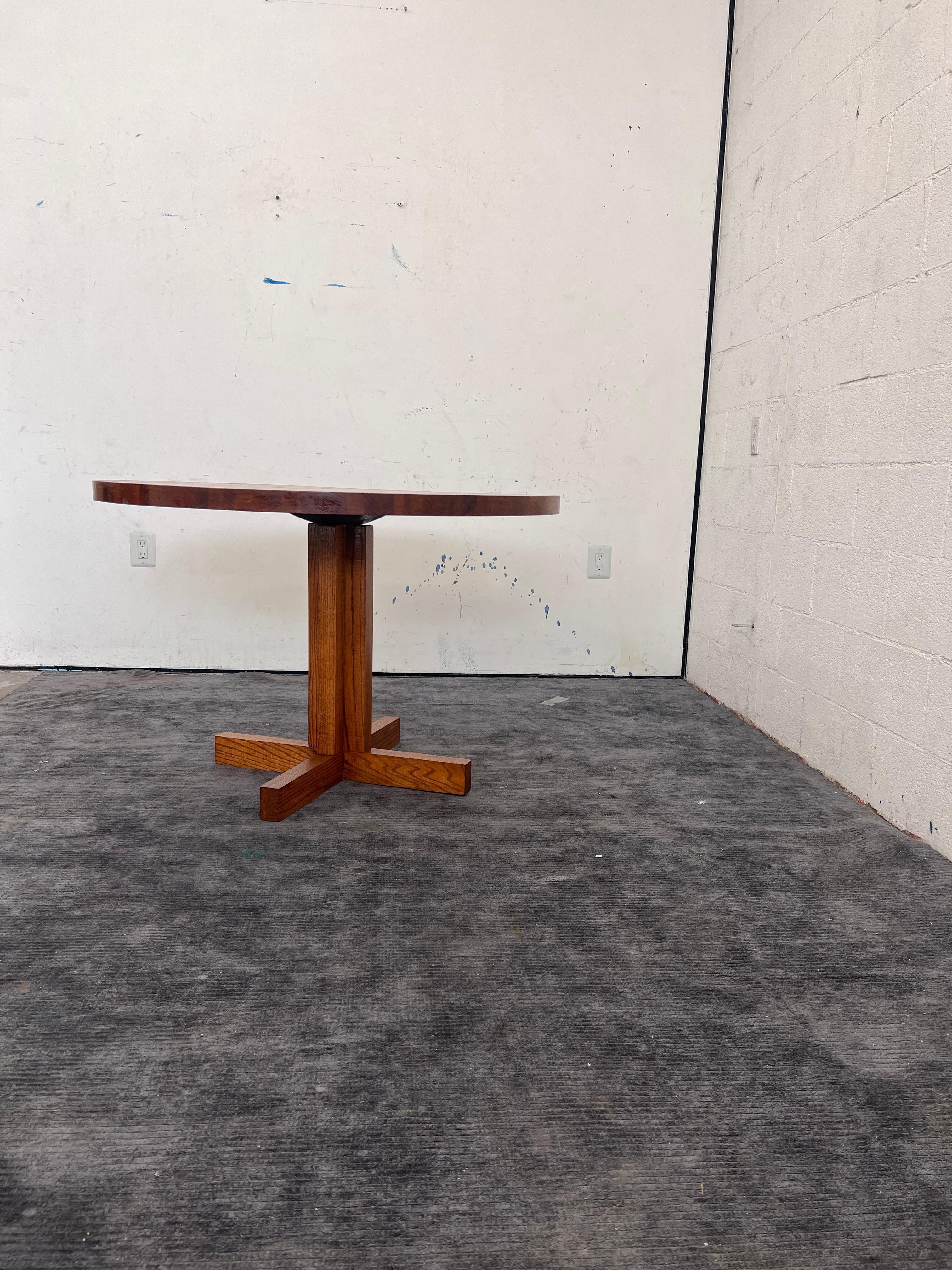 Vintage Danish modern Butcher Block Dining Table  Solid Oak in Walnut Finish 2