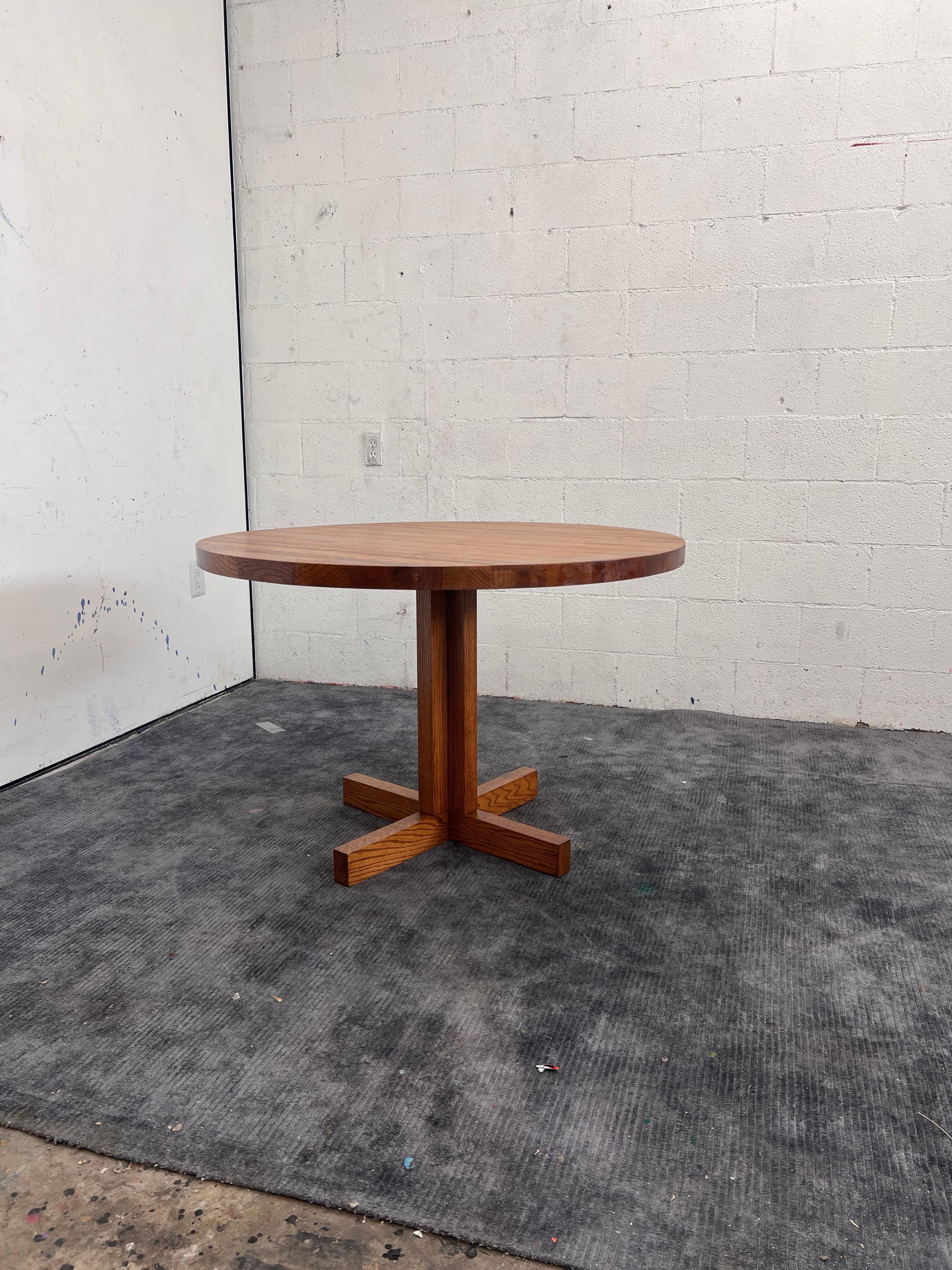 Vintage Danish modern Butcher Block Dining Table  Solid Oak in Walnut Finish 3