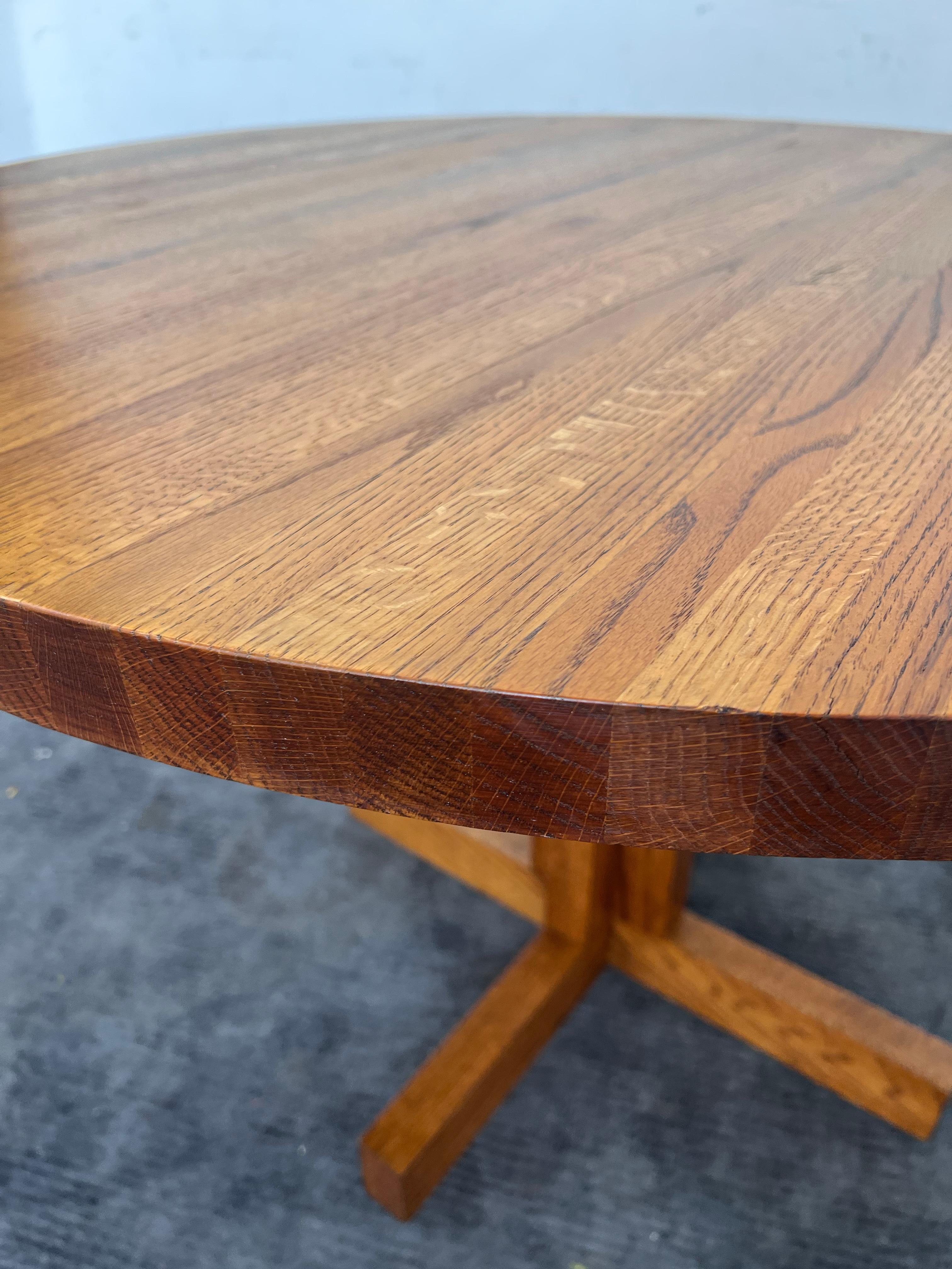 Vintage Danish modern Butcher Block Dining Table  Solid Oak in Walnut Finish 4