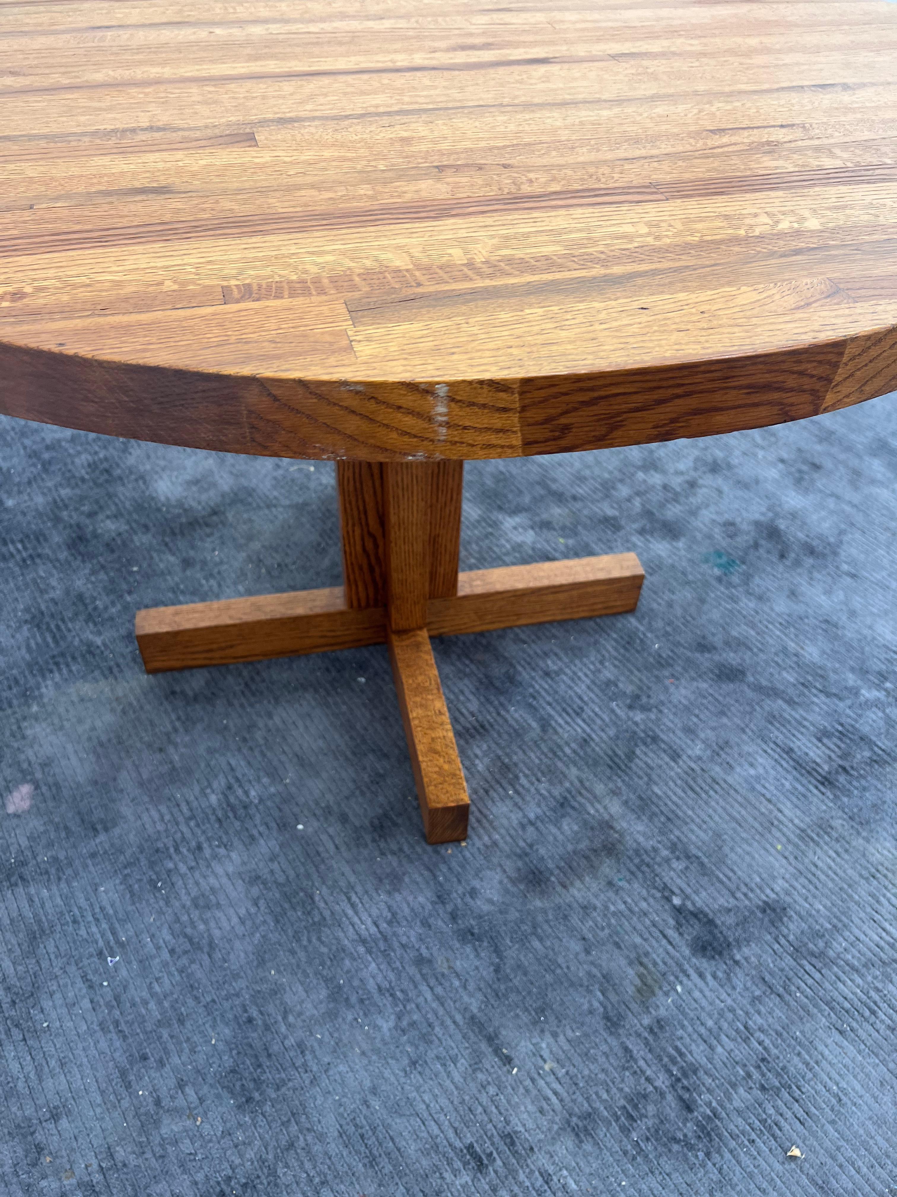 butcher block pedestal table