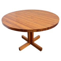 Retro Danish modern Butcher Block Dining Table  Solid Oak in Walnut Finish