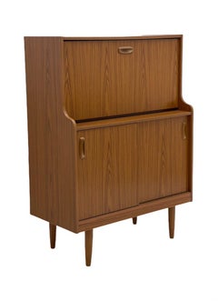 Vintage Danish Modern Secretary Desk with Sliding Door Storage, 1960s