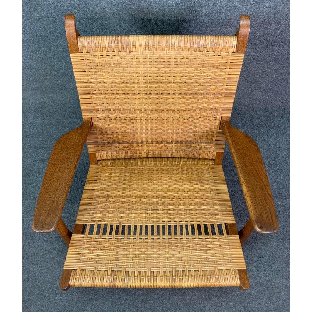 Scandinavian Modern Vintage Danish Modern CH27 Chair in Oak and Cane by Hans Wegner for Carl Hansen