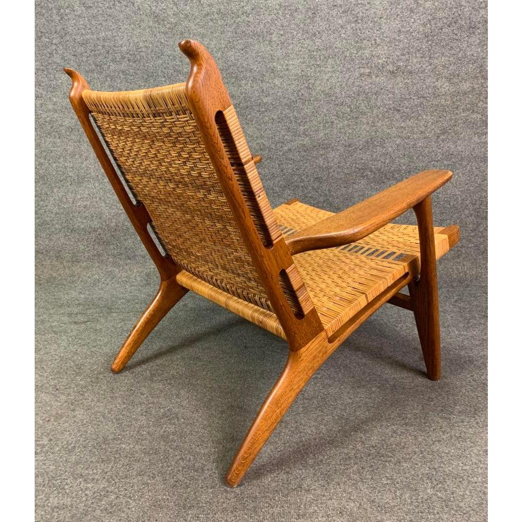 Woodwork Vintage Danish Modern CH27 Chair in Oak and Cane by Hans Wegner for Carl Hansen