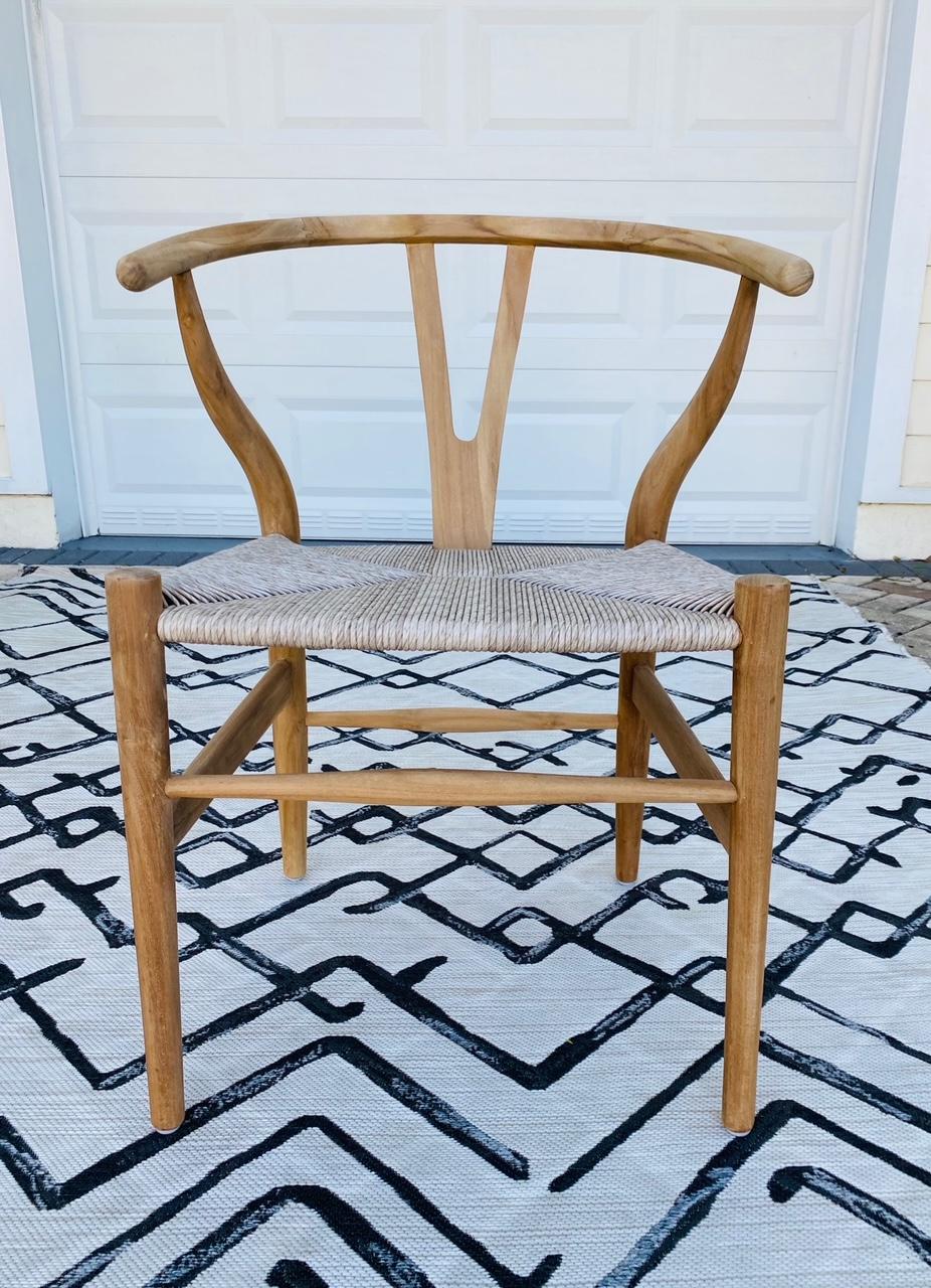 Scandinavian Modern Vintage Danish Modern Chair in Natural Teak Wood with Handwoven Seat