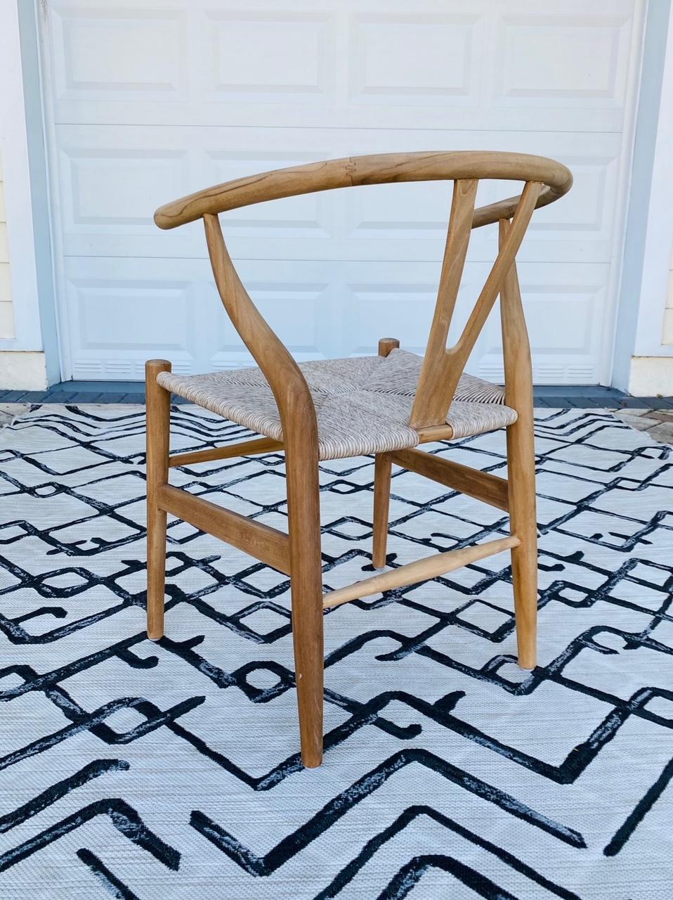 Hand-Woven Vintage Danish Modern Chair in Natural Teak Wood with Handwoven Seat