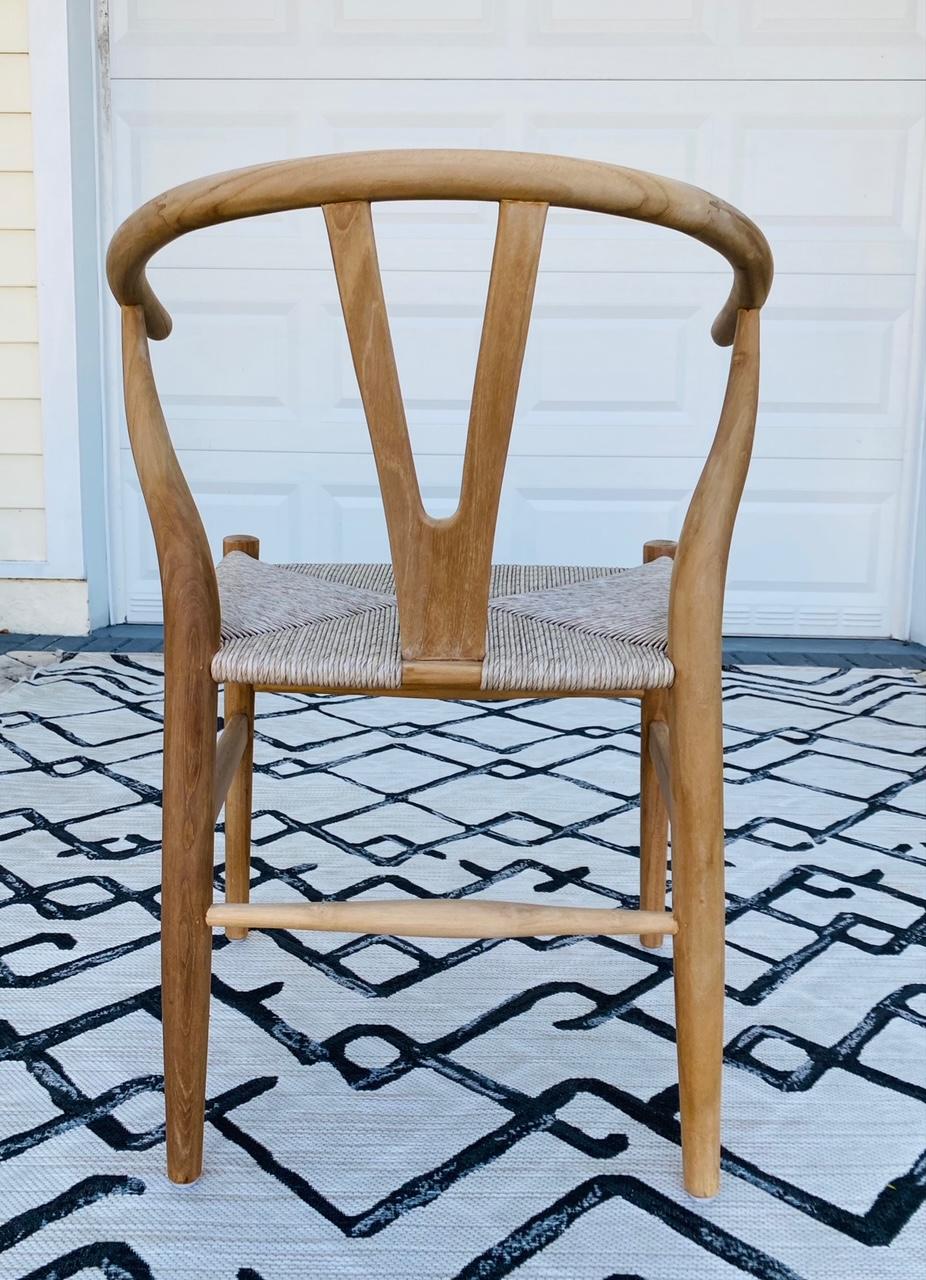 Vintage Danish Modern Chair in Natural Teak Wood with Handwoven Seat In Good Condition In Fort Lauderdale, FL
