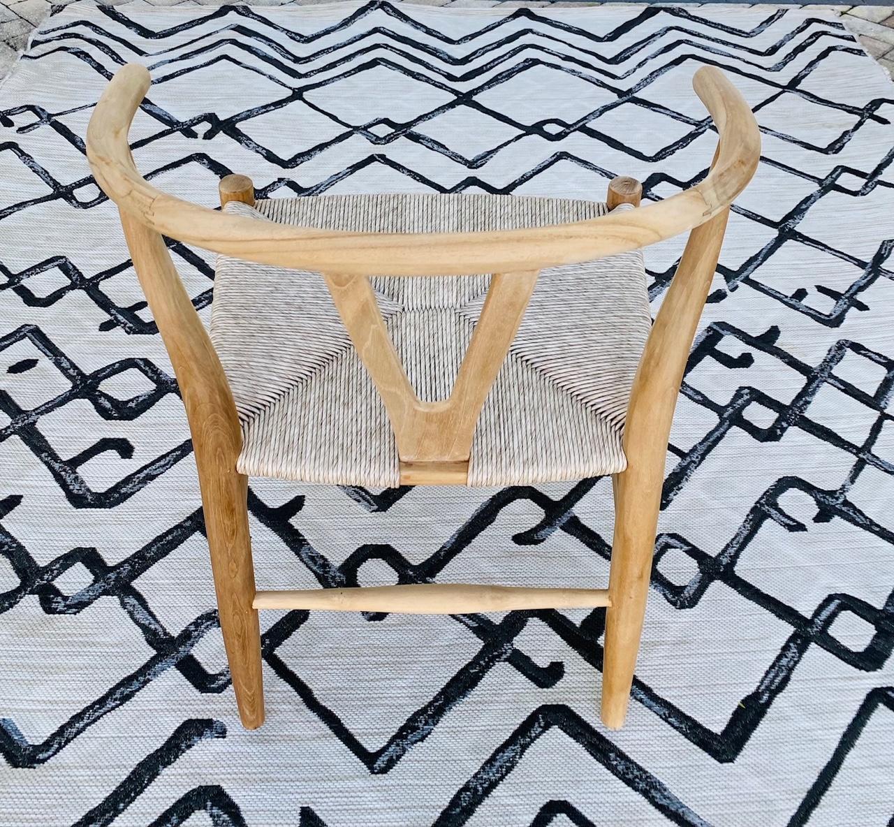 Contemporary Vintage Danish Modern Chair in Natural Teak Wood with Handwoven Seat