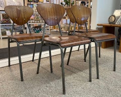 Vintage Danish Modern Chairs With Metal Frame. Set of 4.