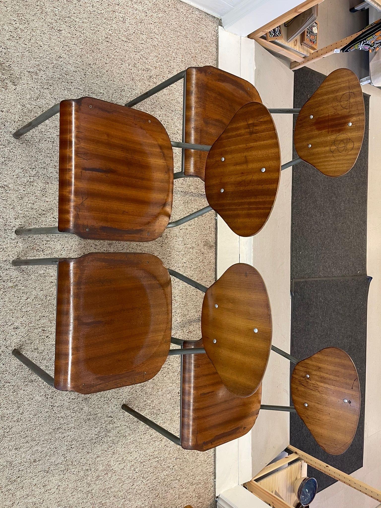 Vintage Danish Modern Chairs With Metal Frame. Set of 4. For Sale 1