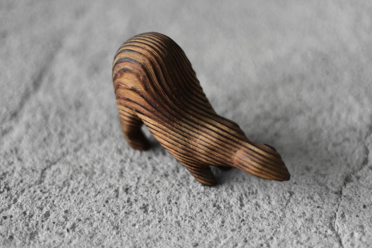 Legno Vintage Danish Modern Dark Wood Sculpture Badger Figurine, 1960s in vendita