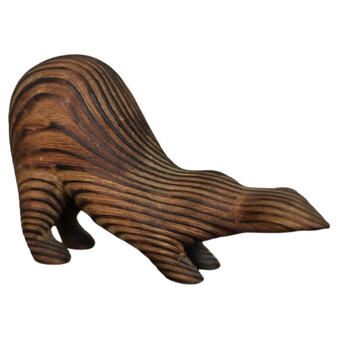 Vintage Danish Modern Dark Wood Sculpture Badger Figurine, 1960s