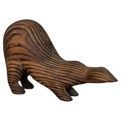 Vintage Danish Modern Dark Wood Sculpture Badger Figurine, 1960s