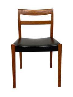 Vintage Danish Modern Dining Chair with Black Vinyl seat, Mid Century Design