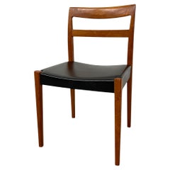 Vintage Danish Modern Dining Chair with Black Vinyl seat, Mid Century Design