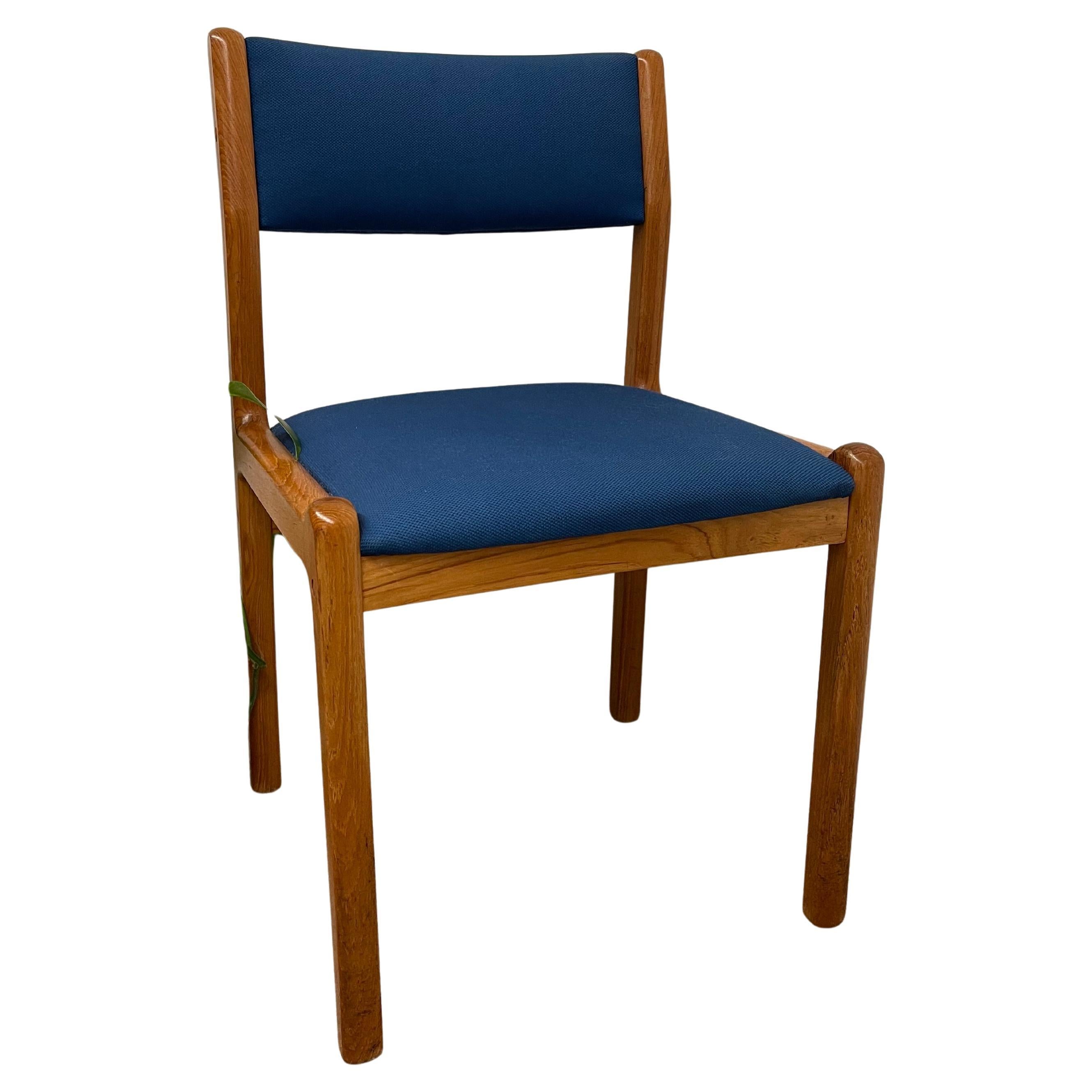 Vintage Danish Modern Dining Chair with Blue Upholstery
