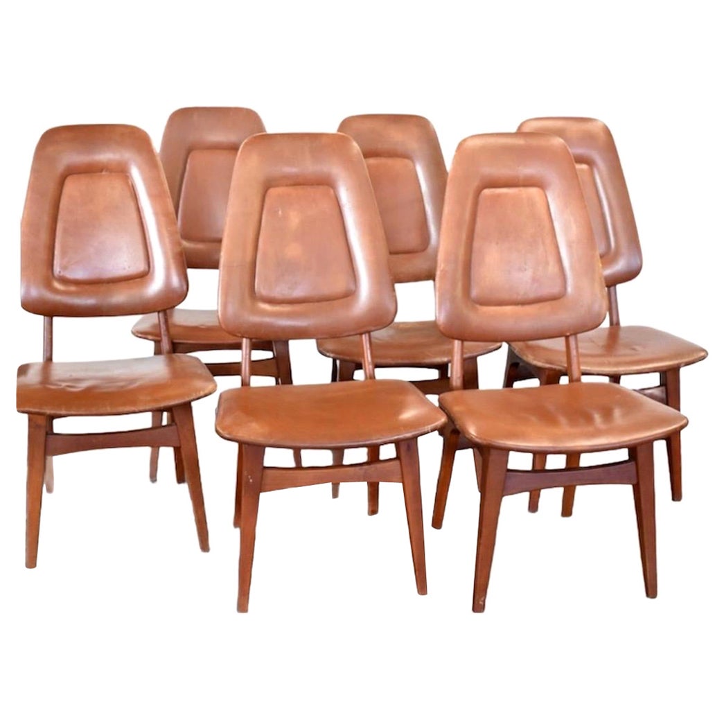 Juego de 6 sillas de comedor modernas danesas vintage. Fabricadas en Dinamarca.