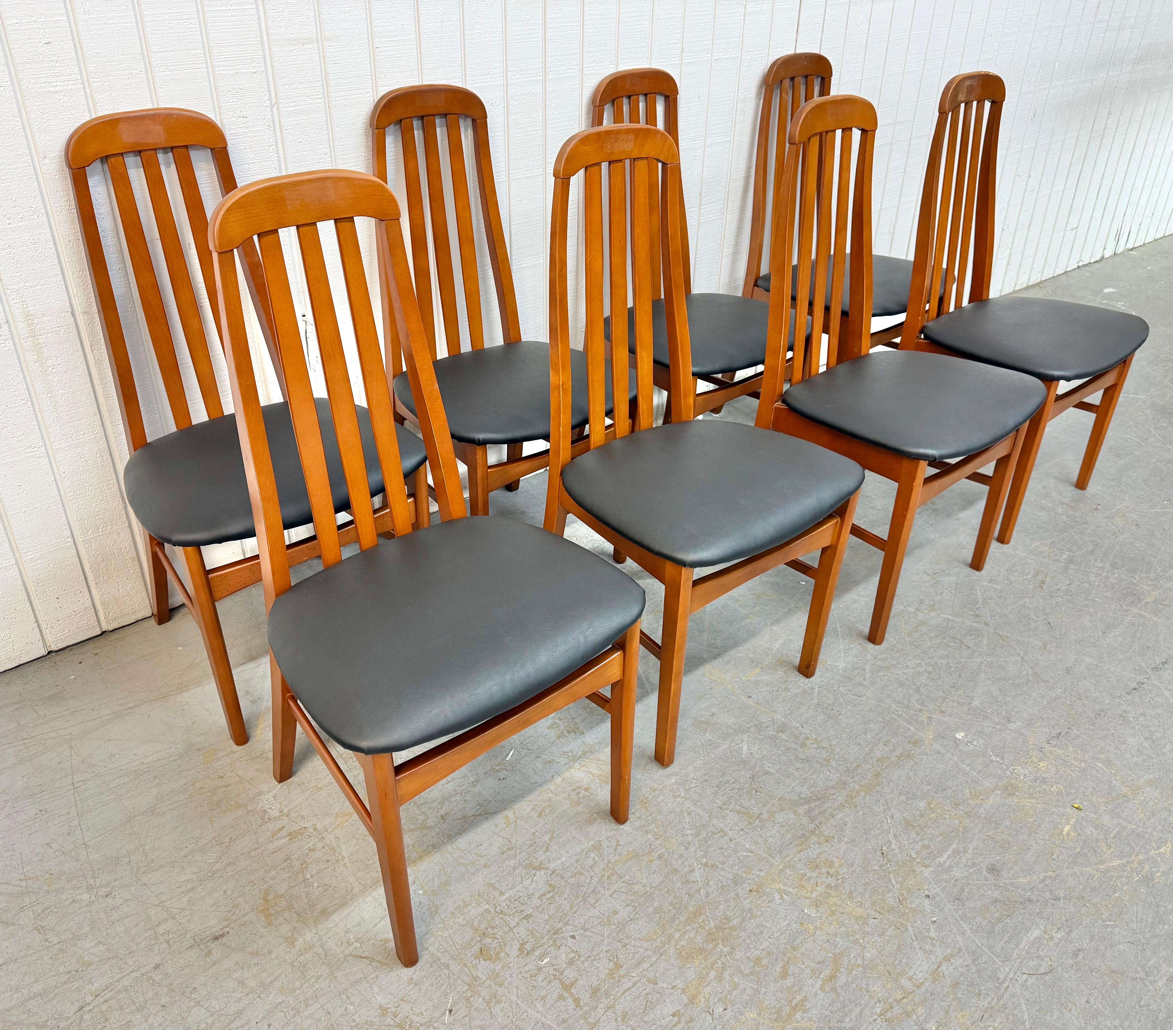 Vintage Dänisch Modern Eva Stil Teak  Esszimmerstühle - Satz von 8 (Moderne der Mitte des Jahrhunderts) im Angebot