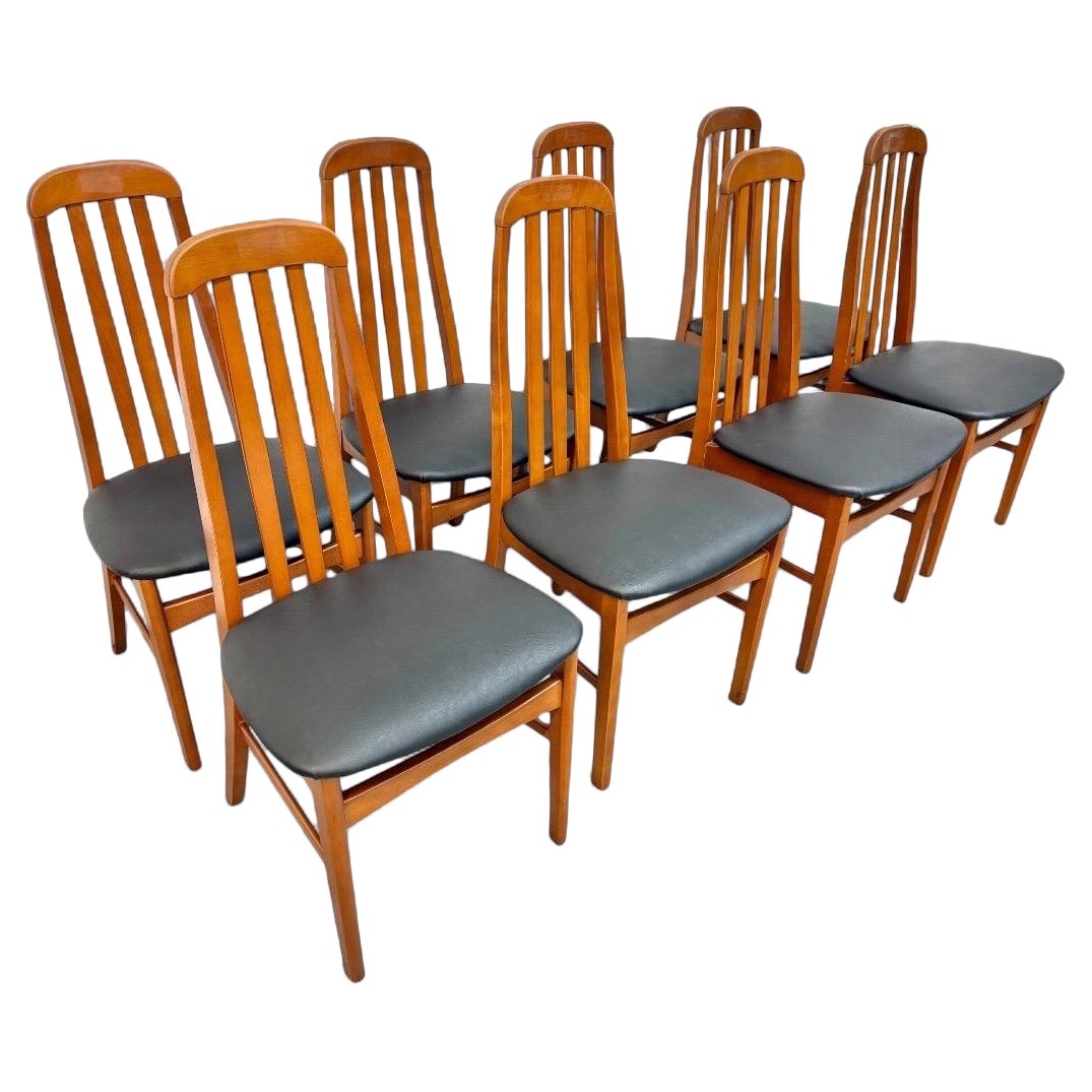 Vintage danese moderno in stile Eva in teak Sedie da pranzo - Set di 8