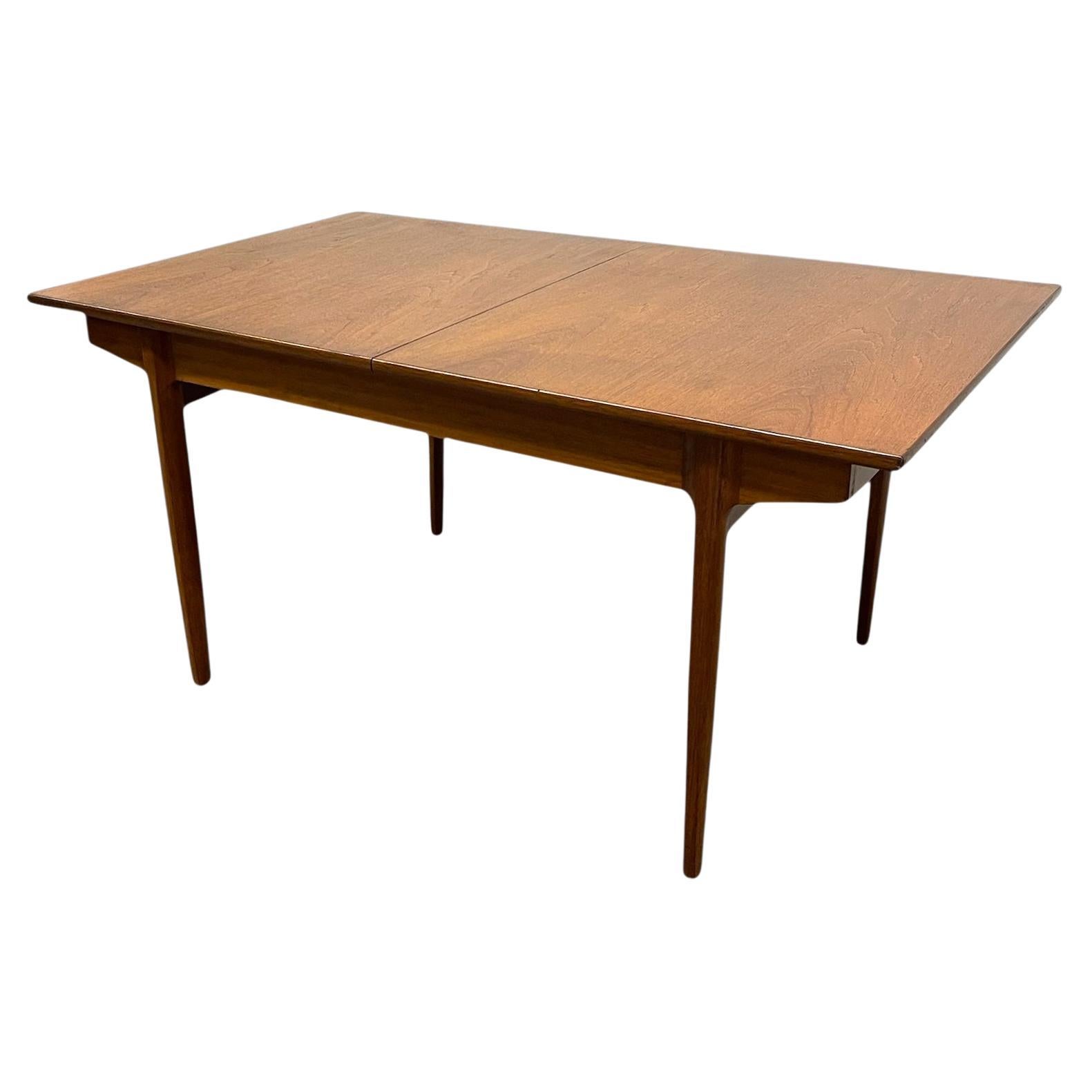 Vintage Danish Modern Expanding Dining Table with Self-storing Leaf
