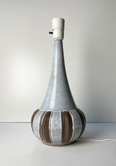 Marianne Starck for Andersen Vintage Grey Striped Ceramic Table Lamp, 1960s