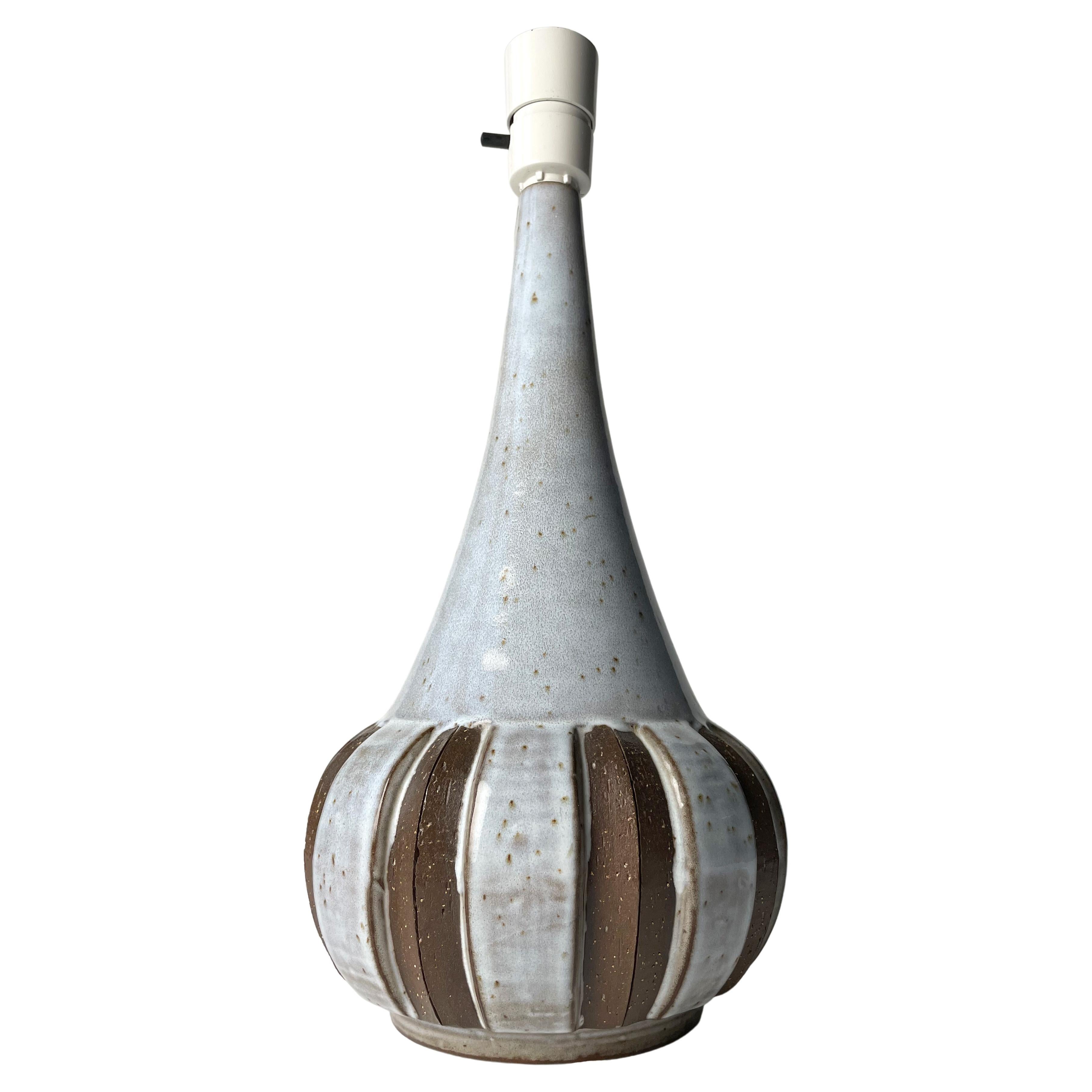 Marianne Starck for Andersen Vintage Grey Striped Ceramic Table Lamp, 1960s