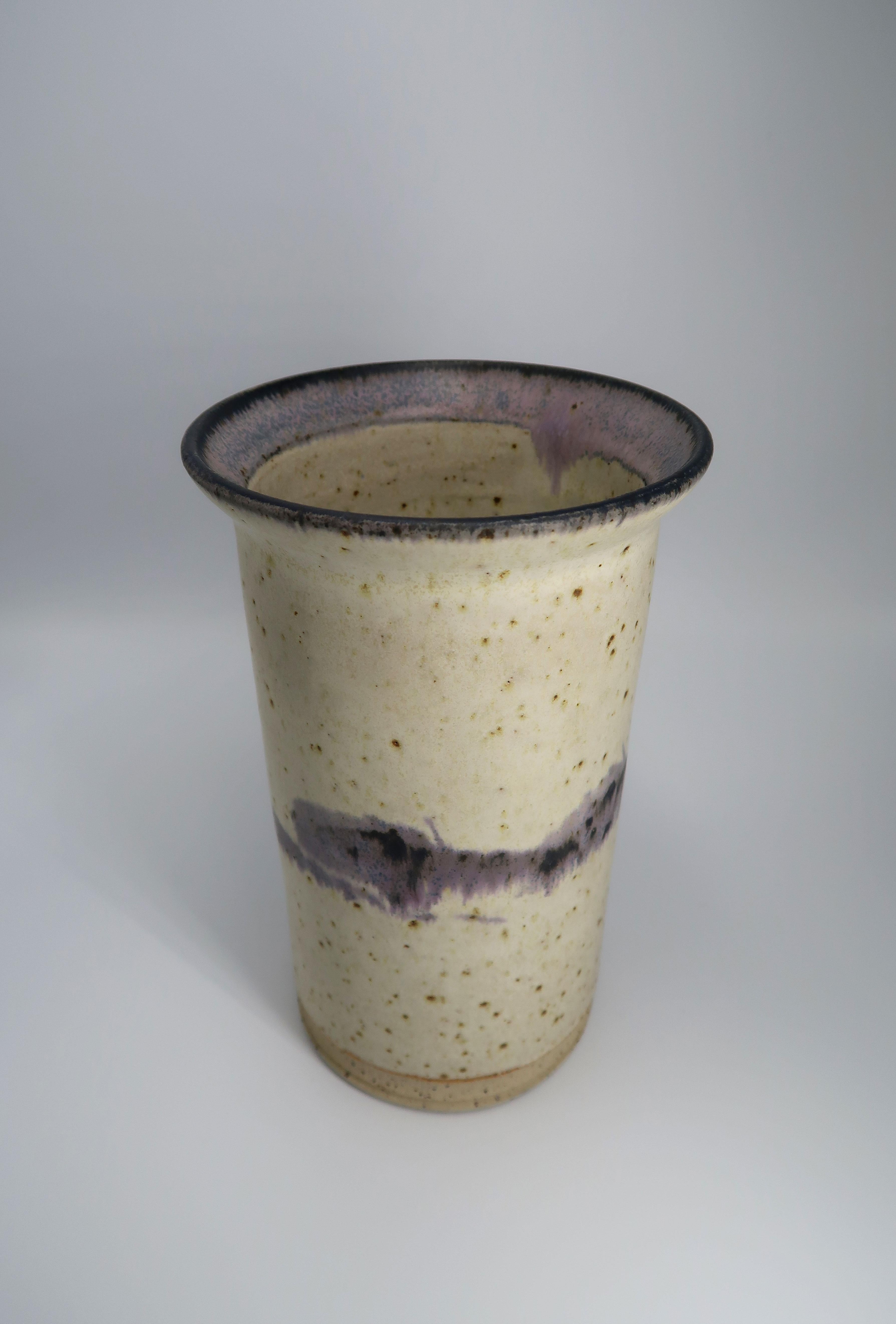 Scandinavian Modern Vintage Danish Modern Lilac Sand Handmade Ceramic Vase, 1970s For Sale