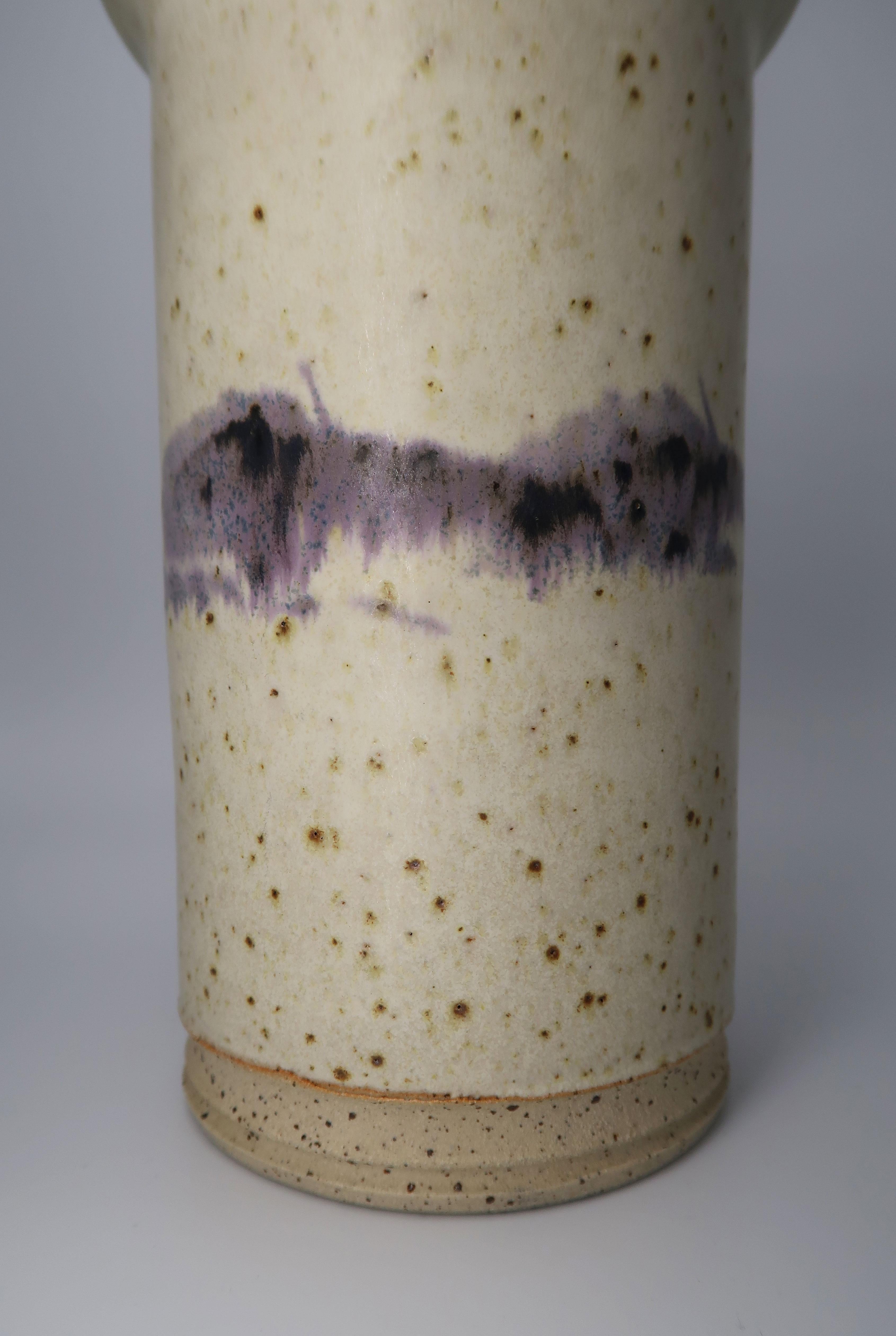 20th Century Vintage Danish Modern Lilac Sand Handmade Ceramic Vase, 1970s For Sale