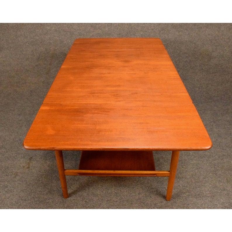 Scandinavian Modern Vintage Danish Modern Hans Wegner AT32 Teak Side Table For Sale