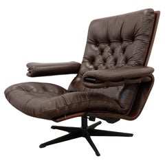 Chaise longue en cuir moderne danoise vintage de Coja