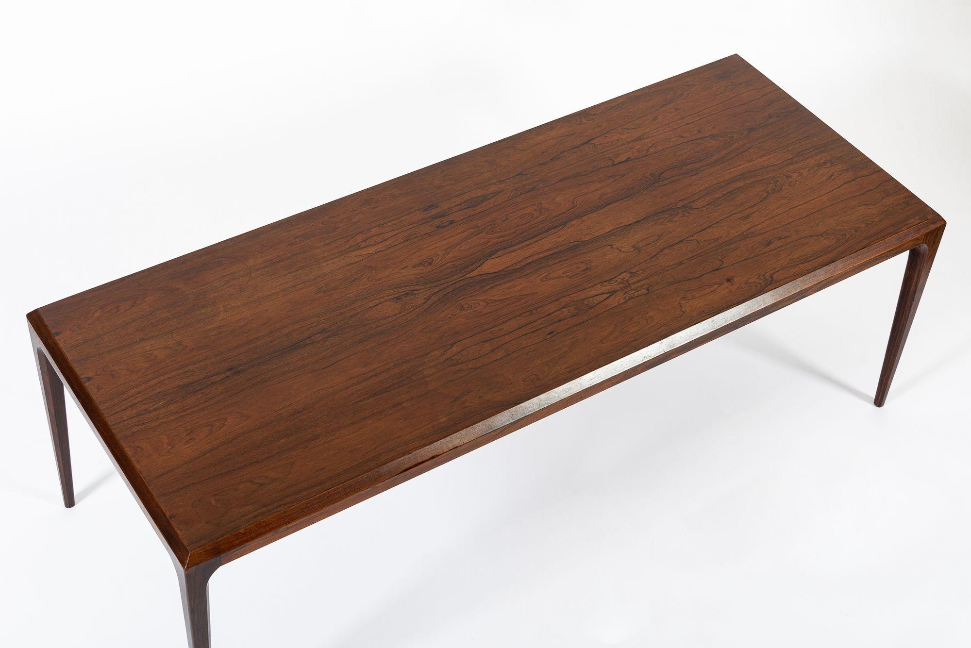 Mid-Century Modern Vintage Danish Modern Long Rosewood Coffee Table by Johannes Andersen For Sale