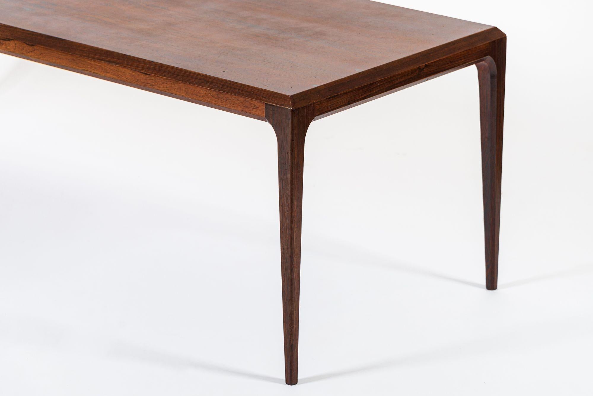 Mid-20th Century Vintage Danish Modern Long Rosewood Coffee Table by Johannes Andersen For Sale