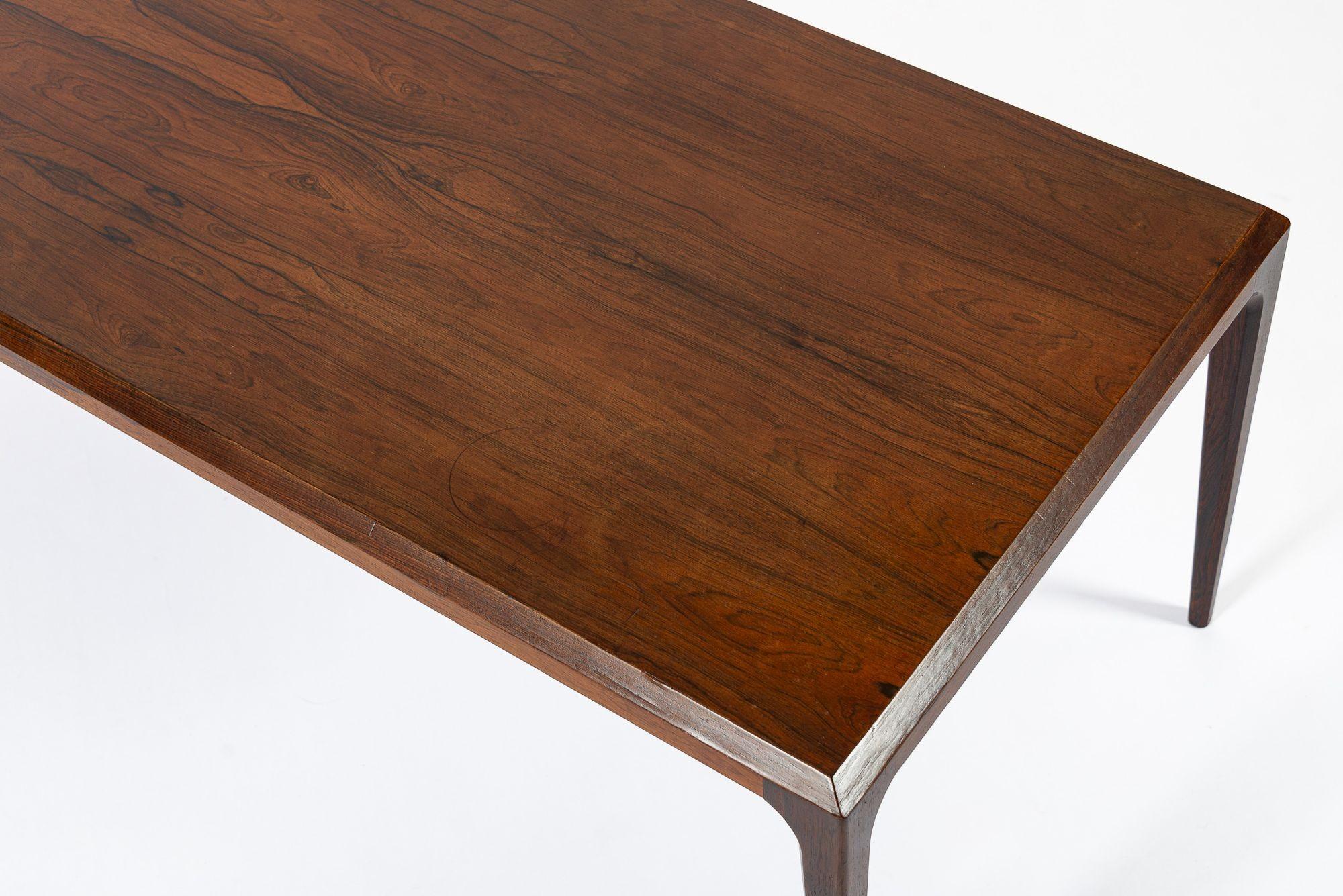 Vintage Danish Modern Long Rosewood Coffee Table by Johannes Andersen For Sale 1