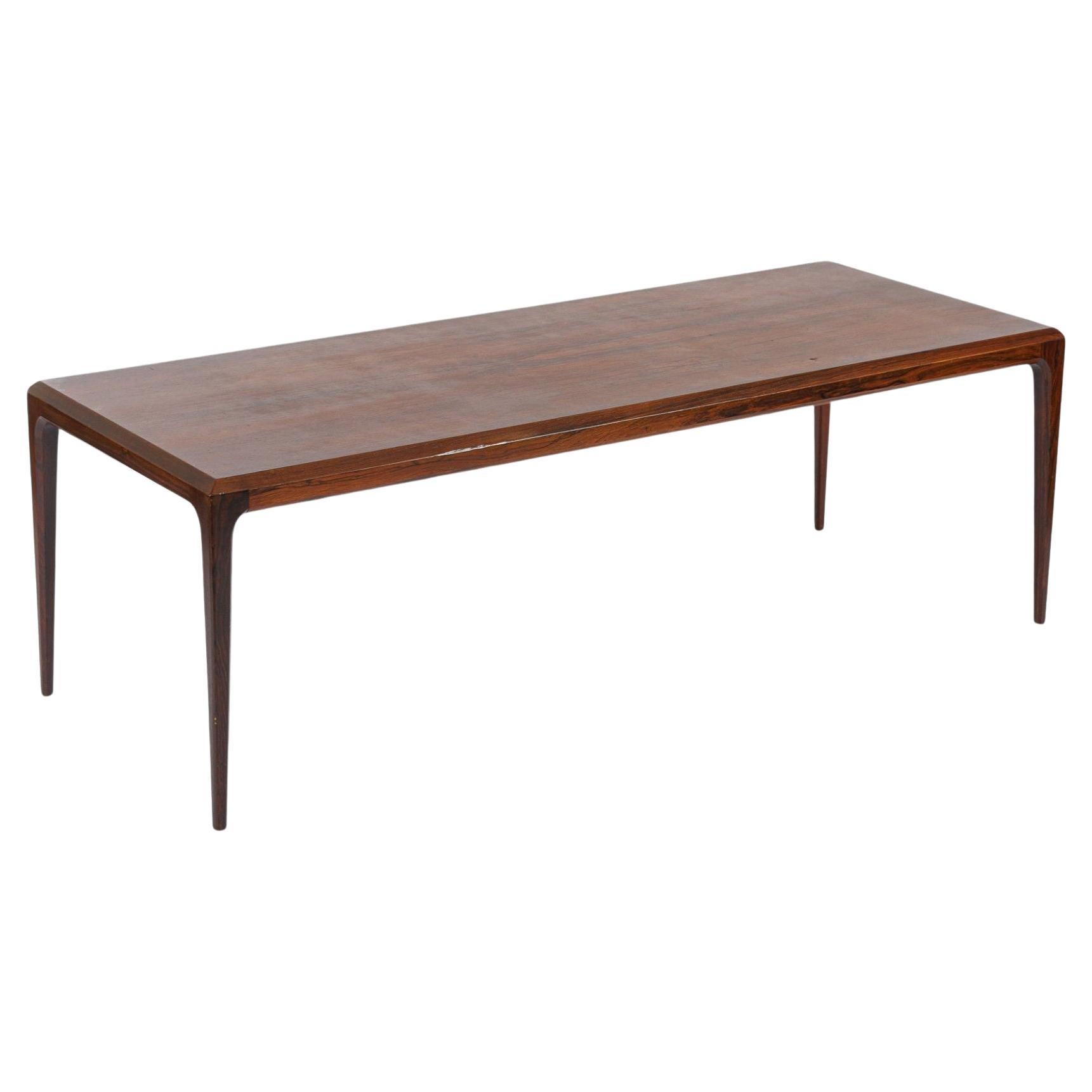 Vintage Danish Modern Long Rosewood Coffee Table by Johannes Andersen For Sale