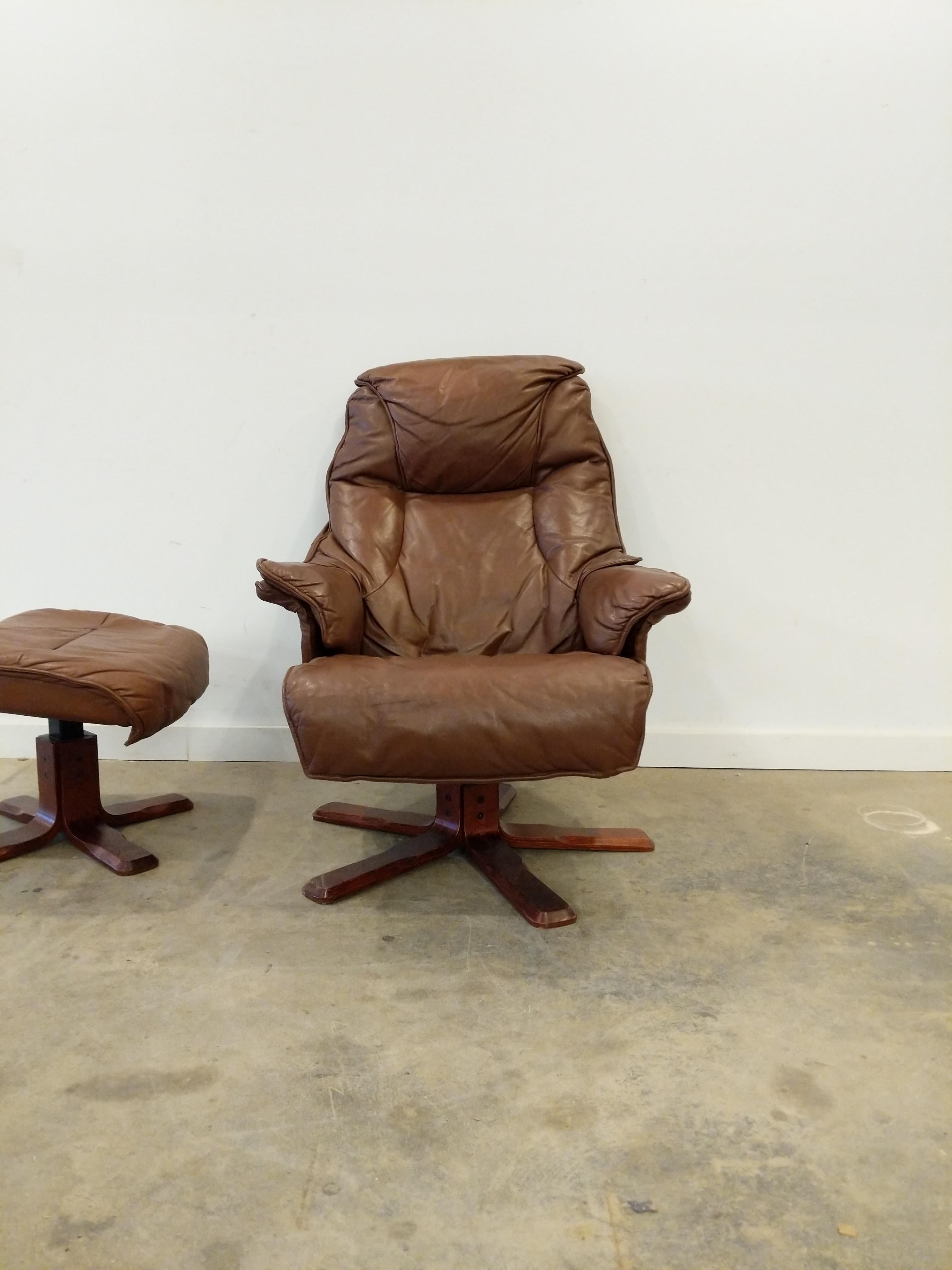 Scandinavian Modern Vintage Danish Modern Lounge Chair and Footstool