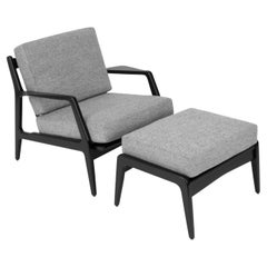 Vintage Danish Modern Lounge Chair and Ottoman by Lawrence Peabody
