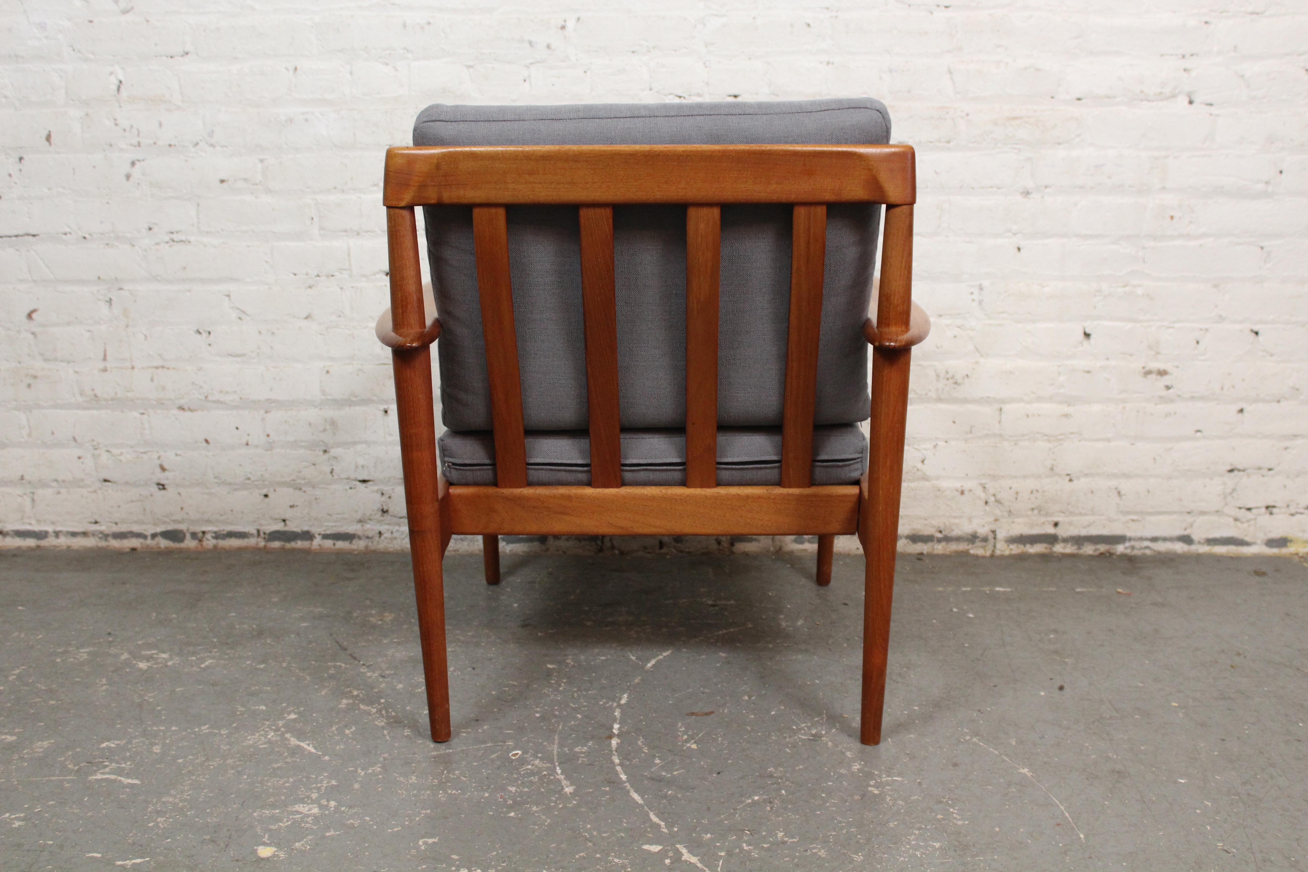 Carved Vintage Danish Modern Lounge Chair by Grete Jalk for Poul Jensen