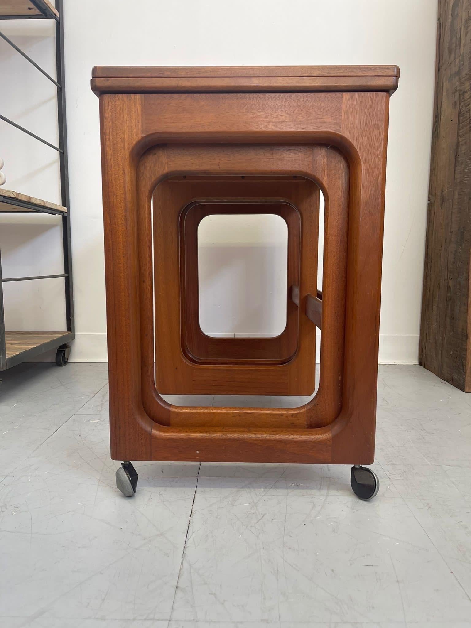 Wood Vintage Danish Modern Nesting Table With Flip Top Uk Import For Sale