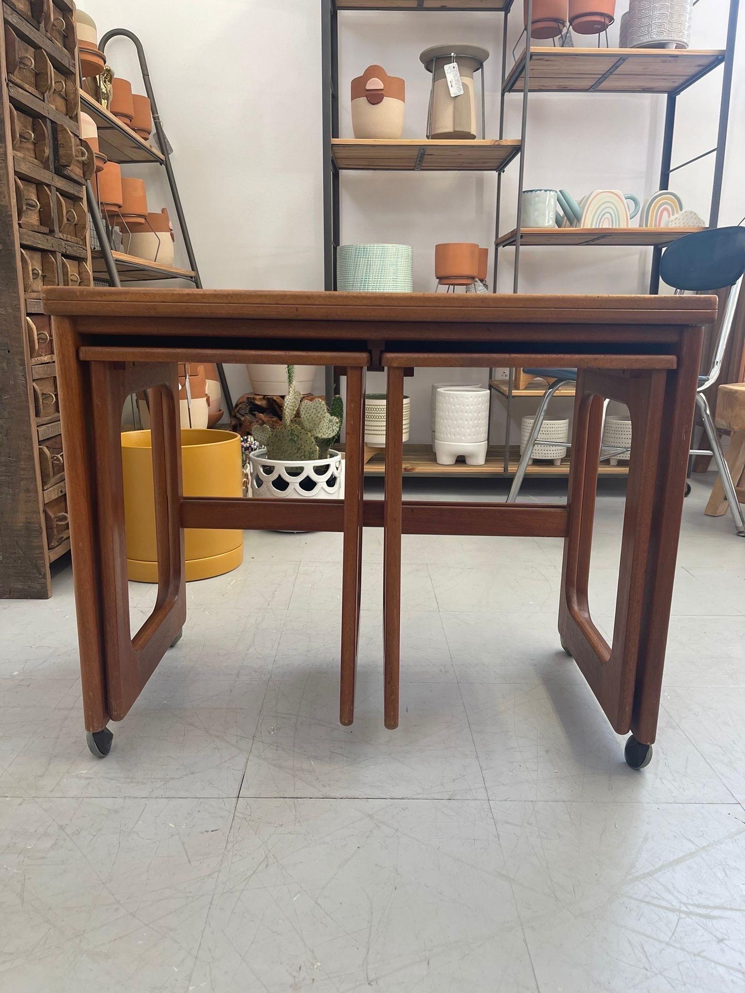 Vintage Danish Modern Nesting Table With Flip Top Uk Import For Sale 1
