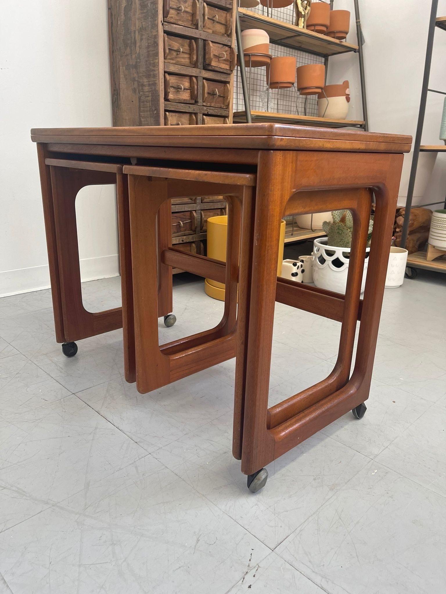 Vintage Danish Modern Nesting Table With Flip Top Uk Import For Sale 2