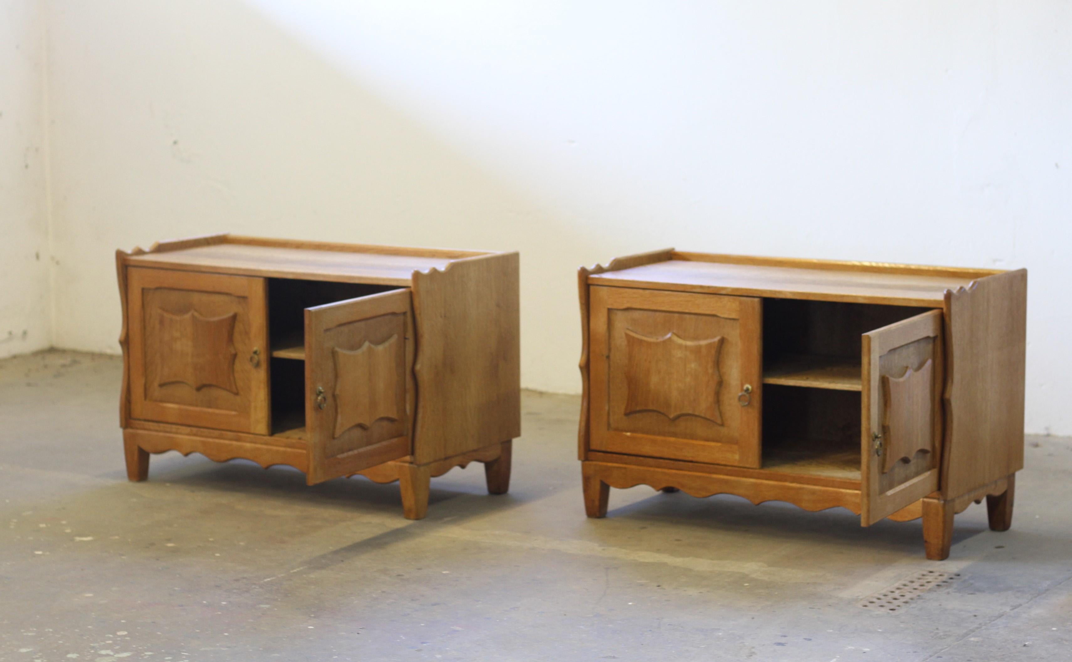 Vintage Danish Modern Oak Cabinets attributed Kjærnulf, 1960s. Set of 2 For Sale 9