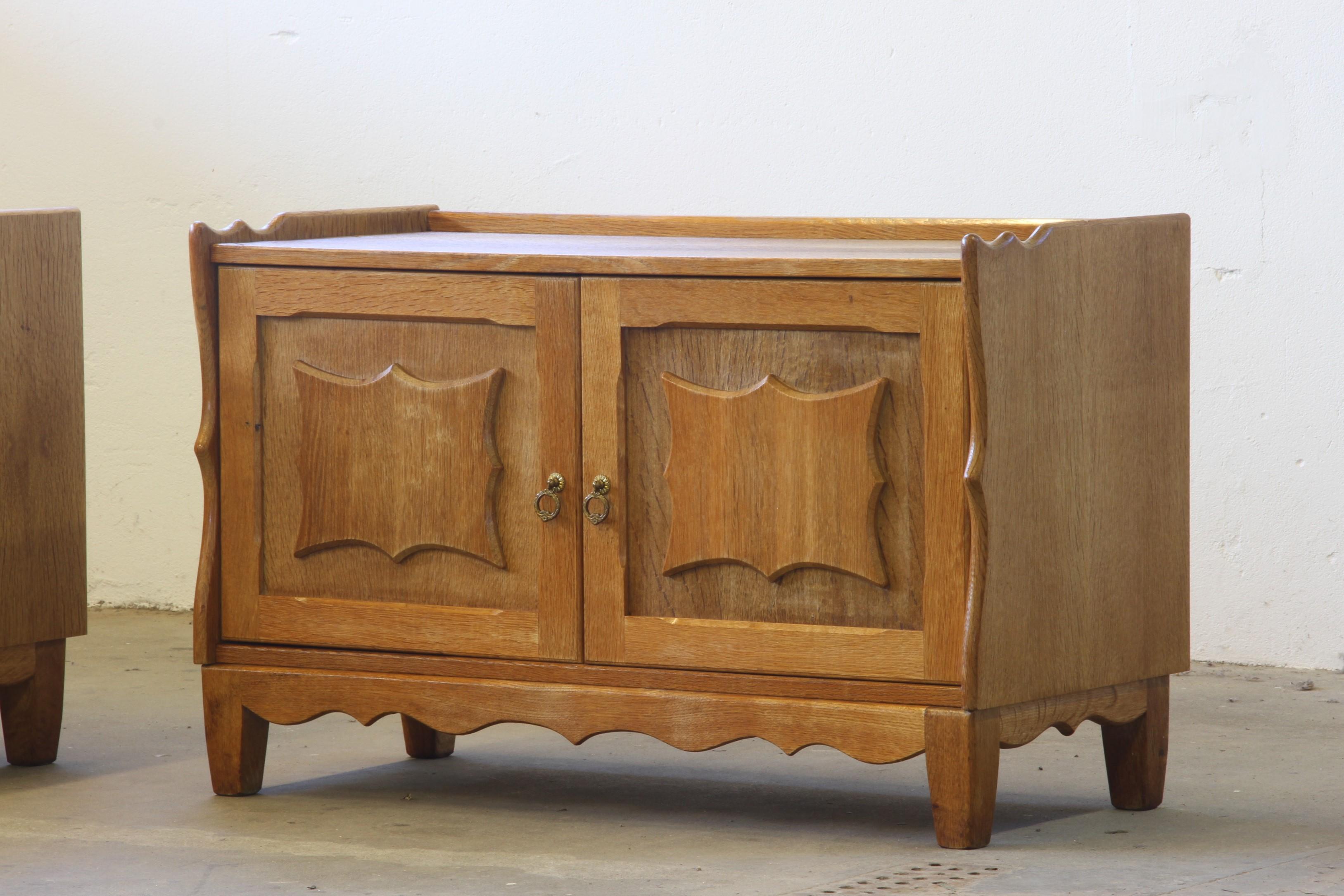 Mid-Century Modern Vintage Danish Modern Oak Cabinets attributed Kjærnulf, 1960s. Set of 2 For Sale