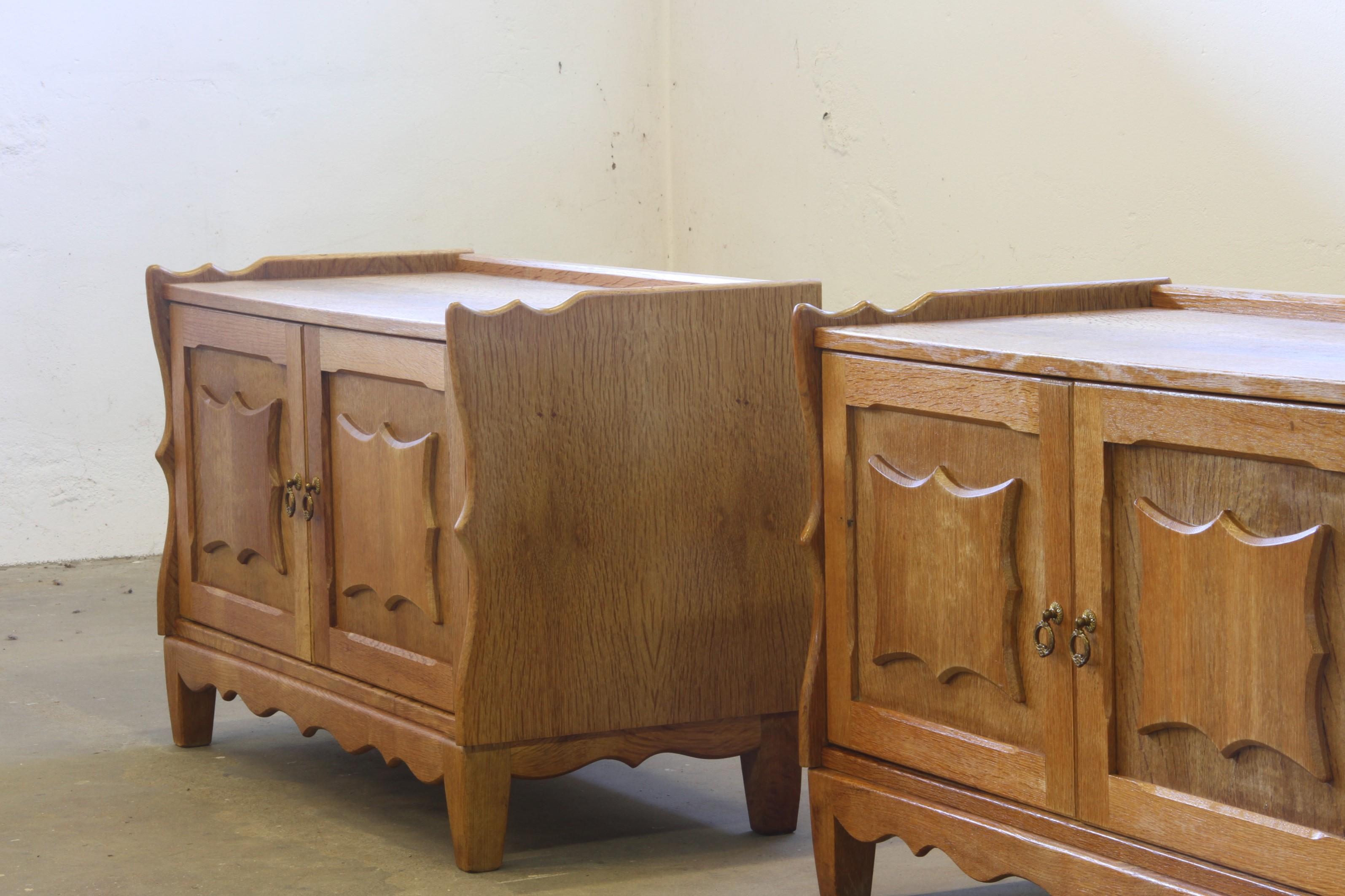 Late 20th Century Vintage Danish Modern Oak Cabinets attributed Kjærnulf, 1960s. Set of 2 For Sale